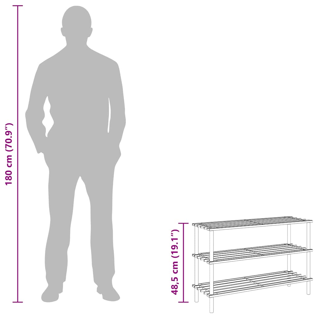 3-Tier Shoe Racks 2 pcs Solid Fir Wood