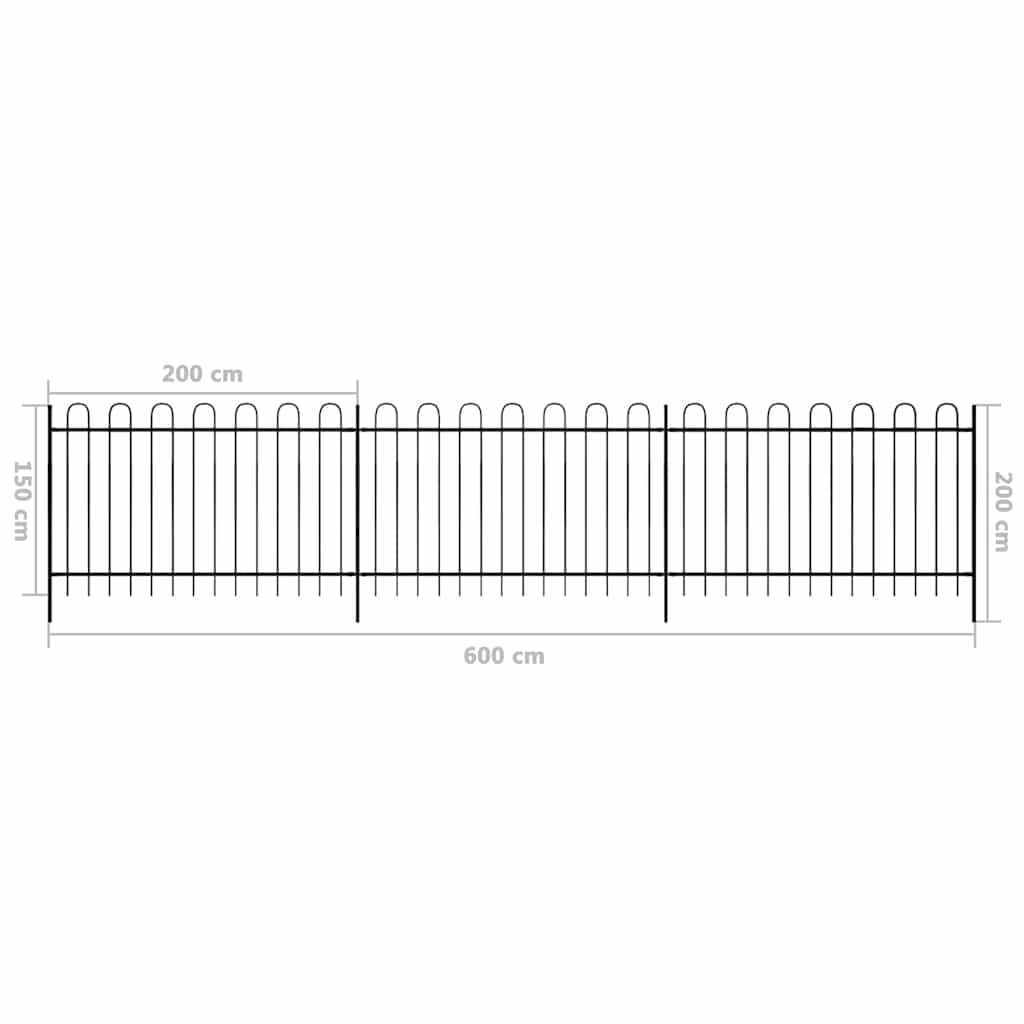 Fence 600 x 150 cm Powder coated steel