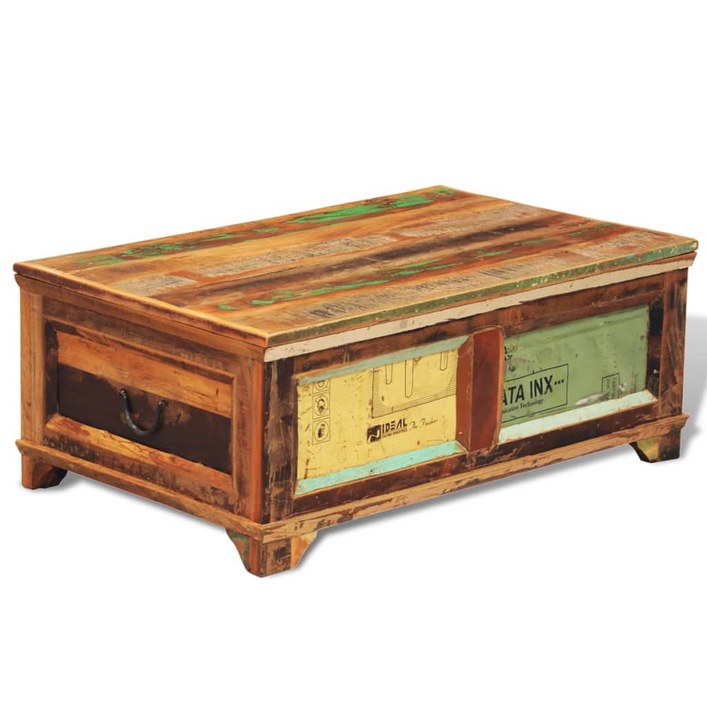 Coffee Table With Storage Vintage Reclaimed Wood