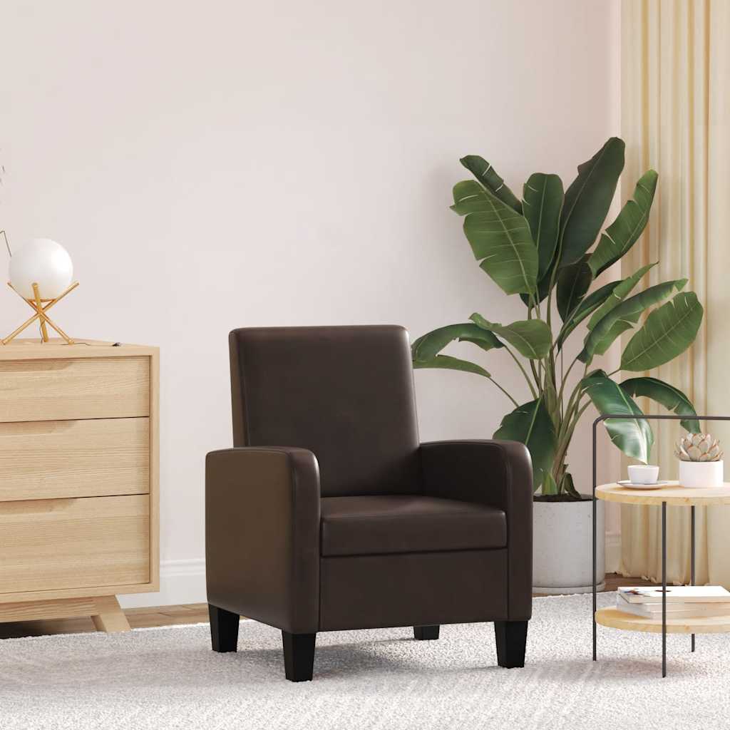 Armchair Brown Faux Leather