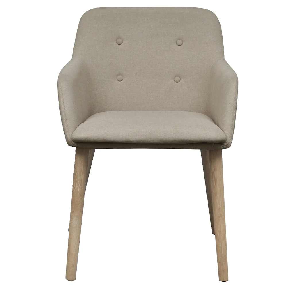 Dining Chairs 2 pcs Beige Fabric and Solid Oak Wood