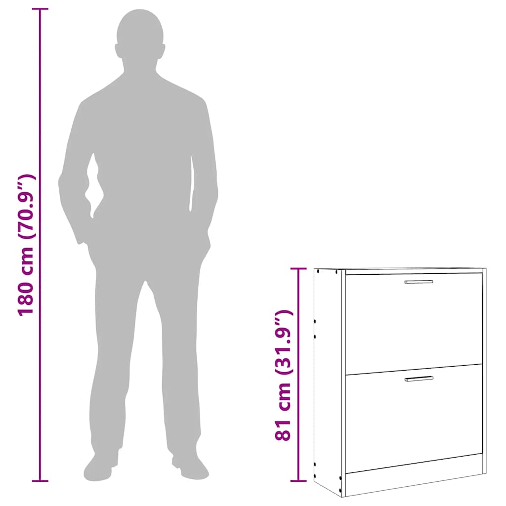 Shoe Cabinet with 2 Compartments Wooden White