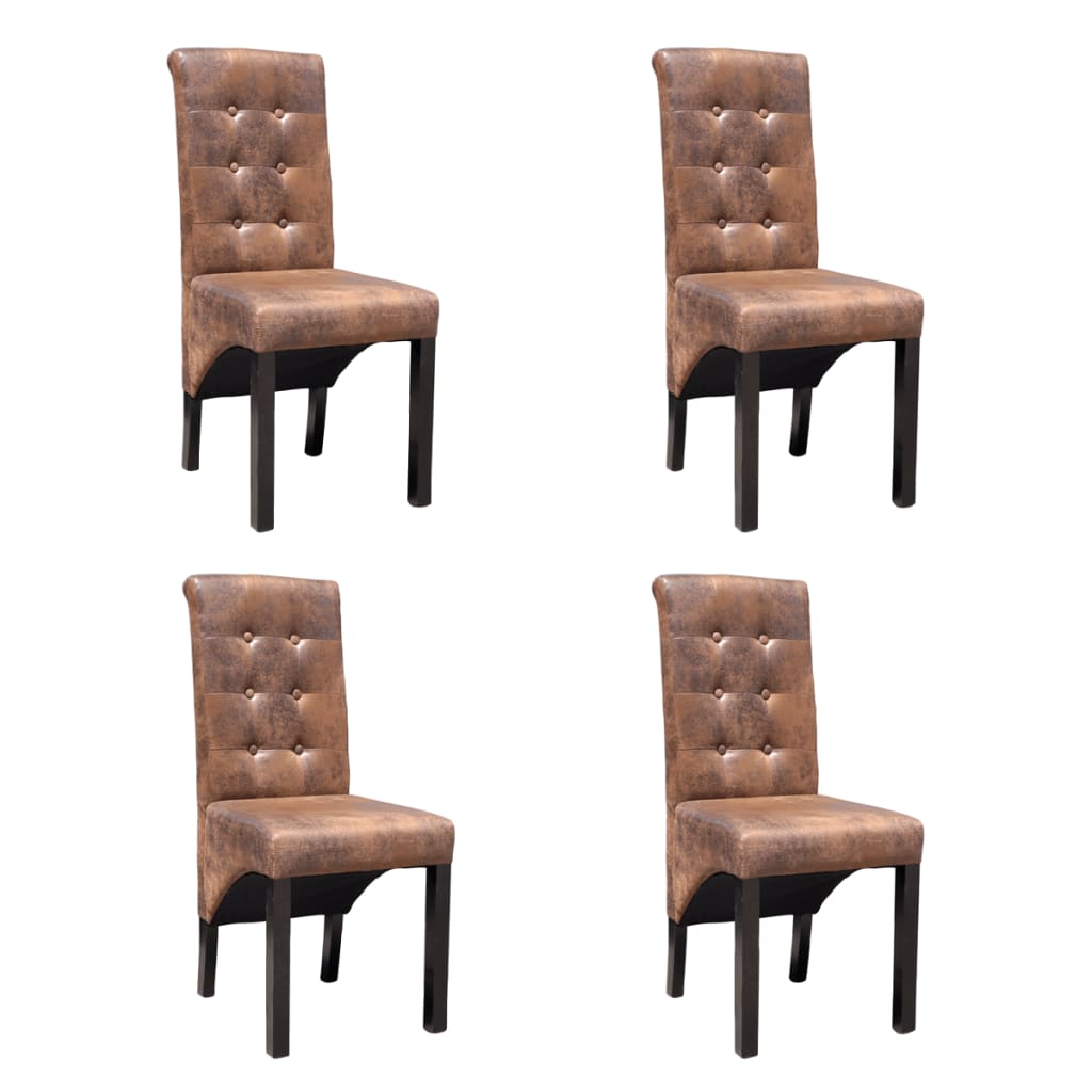 Dining Chairs 4 pcs Brown Faux Leather