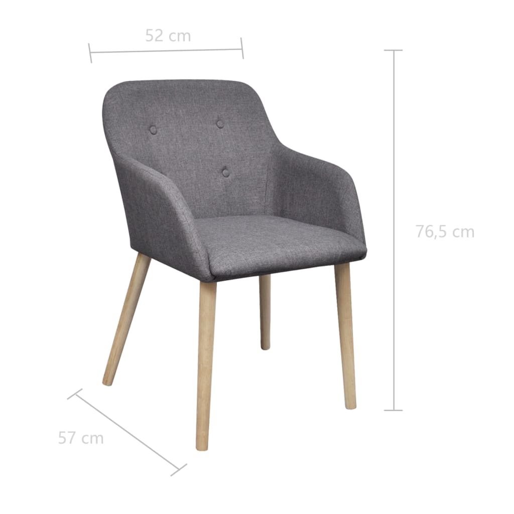 Dining Chairs 6 pcs Light Grey Fabric and Solid Oak Wood