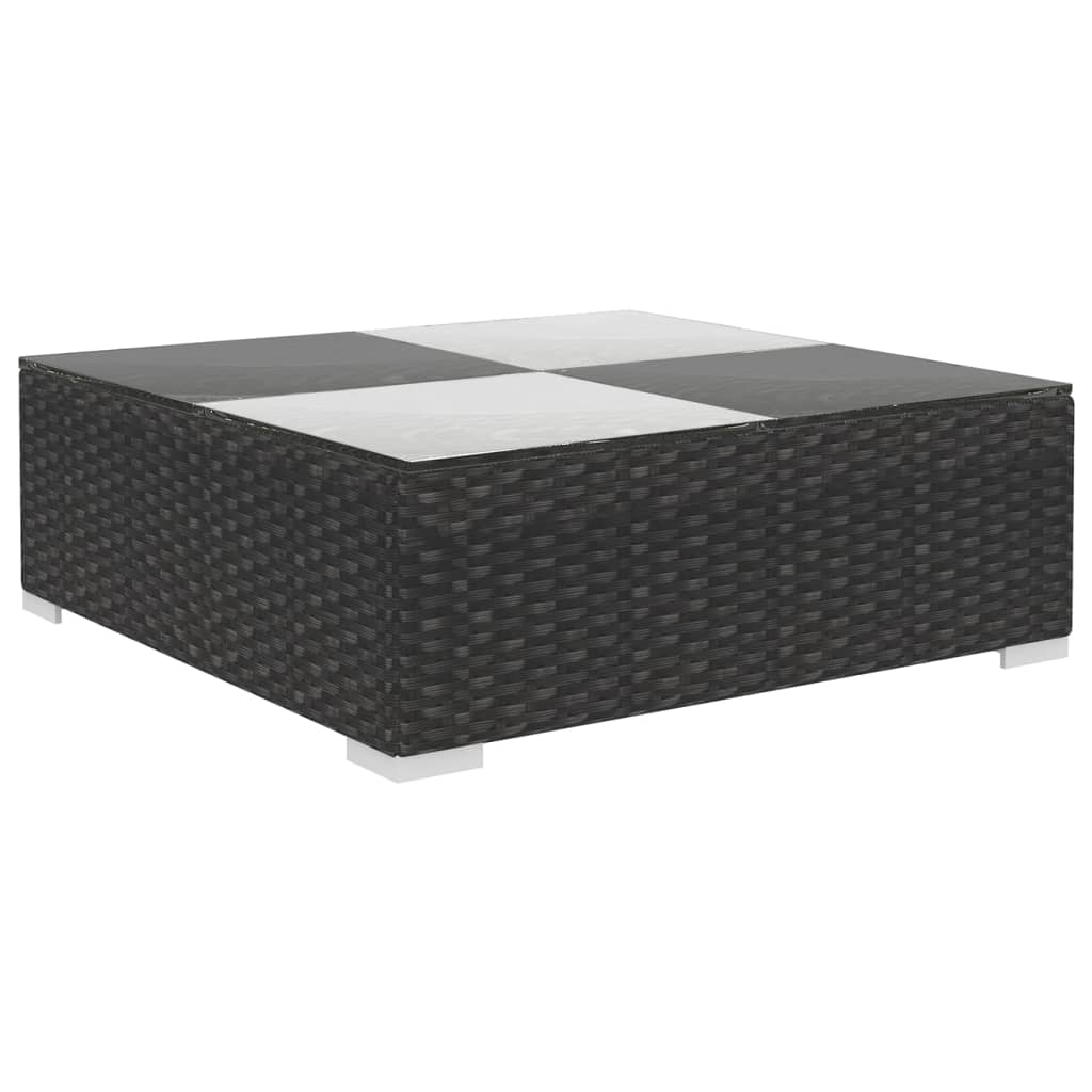 6 Piece Garden Lounge Set with Cushions Poly Rattan Black