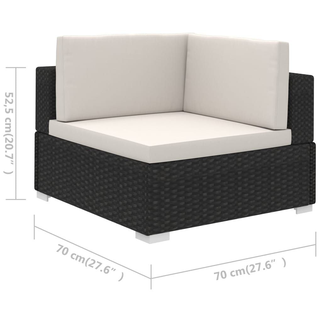 6 Piece Garden Lounge Set with Cushions Poly Rattan Black