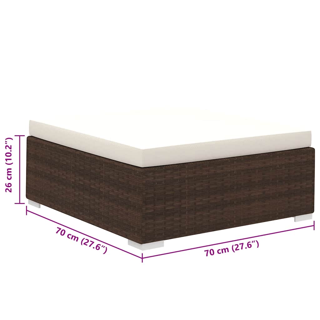 8 Piece Garden Lounge Set with Cushions Poly Rattan Brown