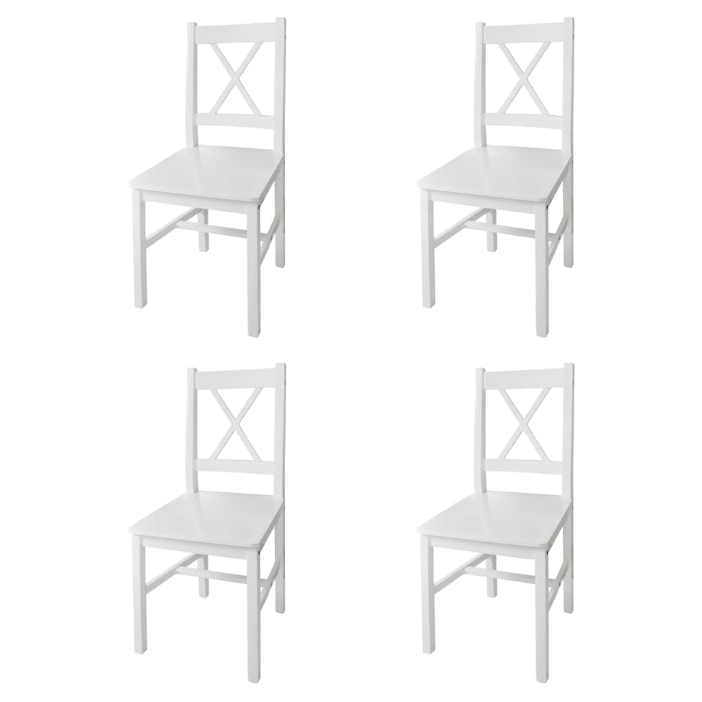 Dining Chairs 4 pcs White Pinewood