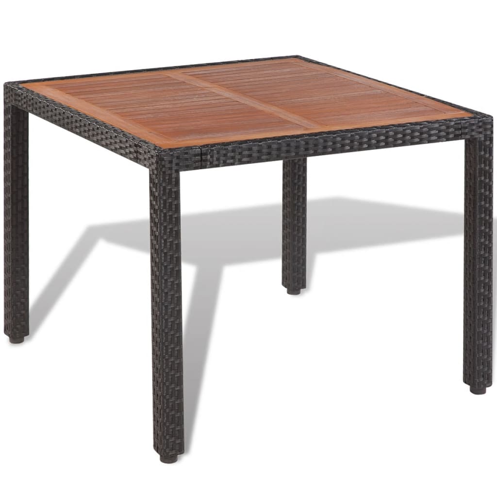 5 Piece Outdoor Dining Set with Cushions Poly Rattan Black