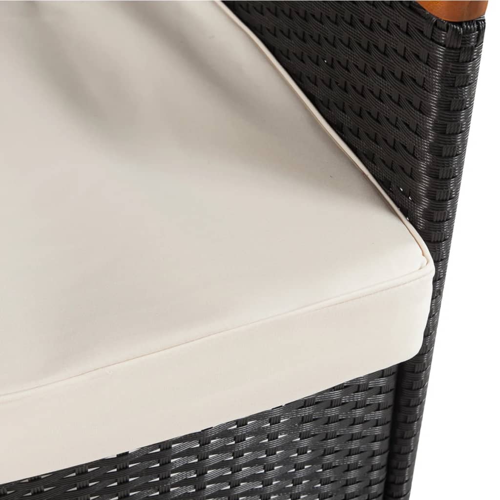 5 Piece Outdoor Dining Set with Cushions Poly Rattan Black