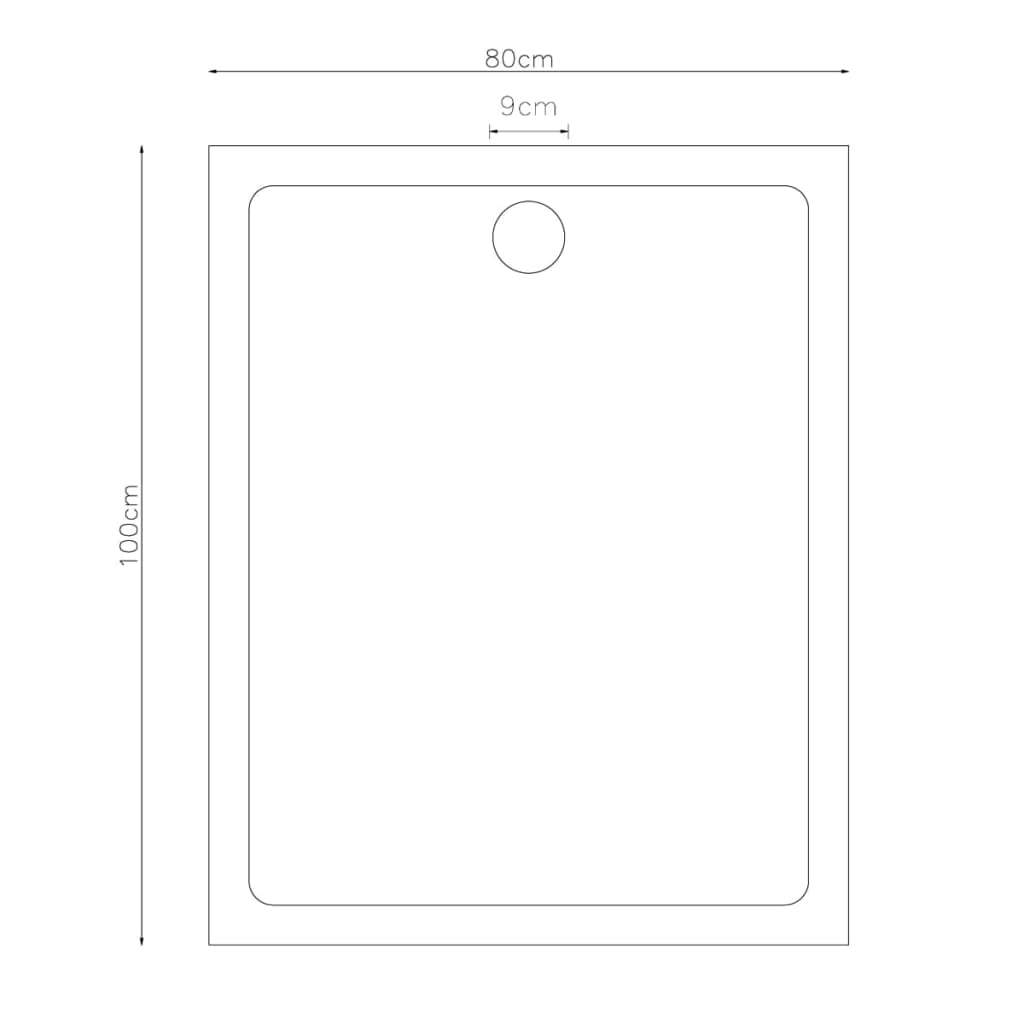 Rectangular ABS Shower Base Tray White 80 x 90 cm