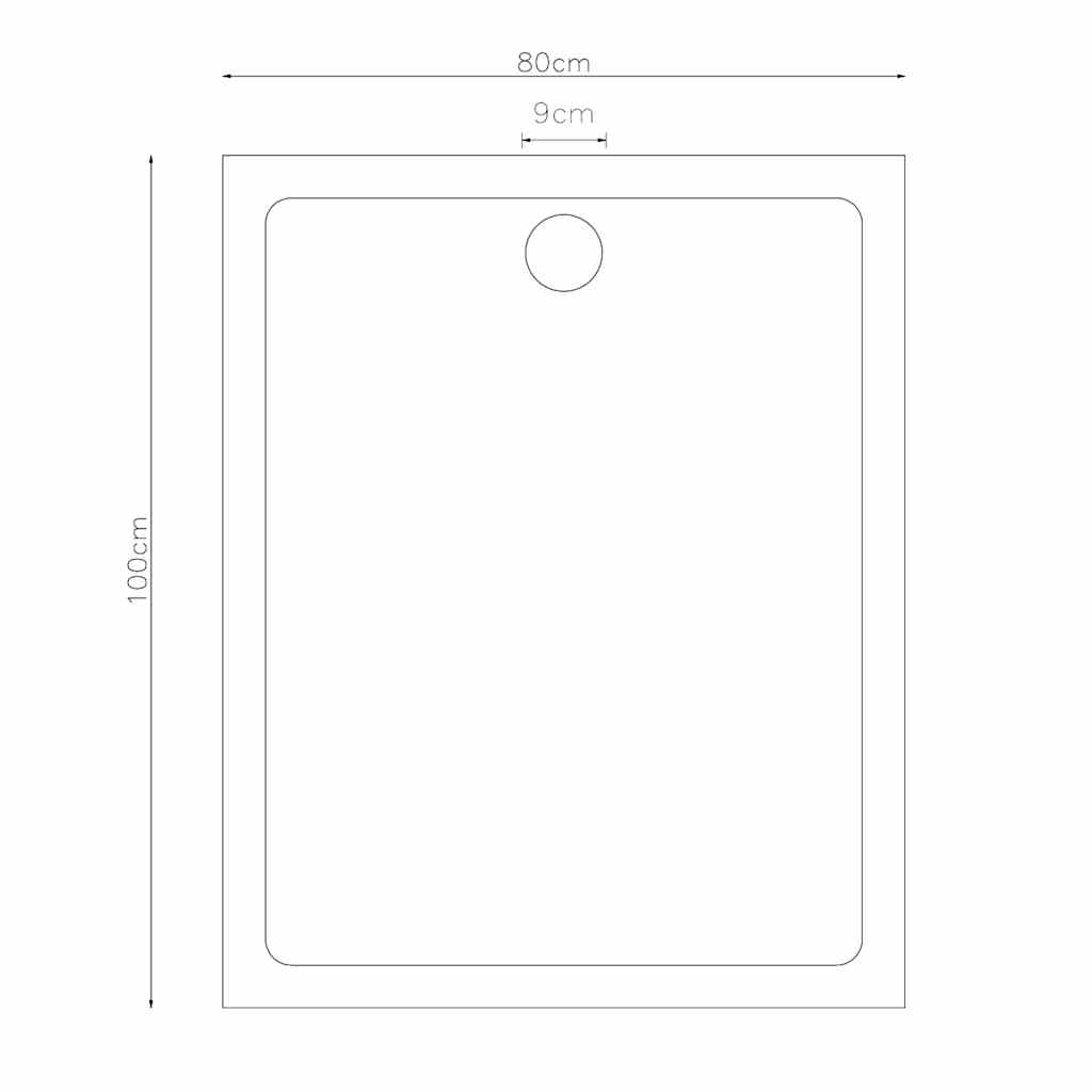 Rectangular ABS Shower Base Tray Black 80 x 100 cm