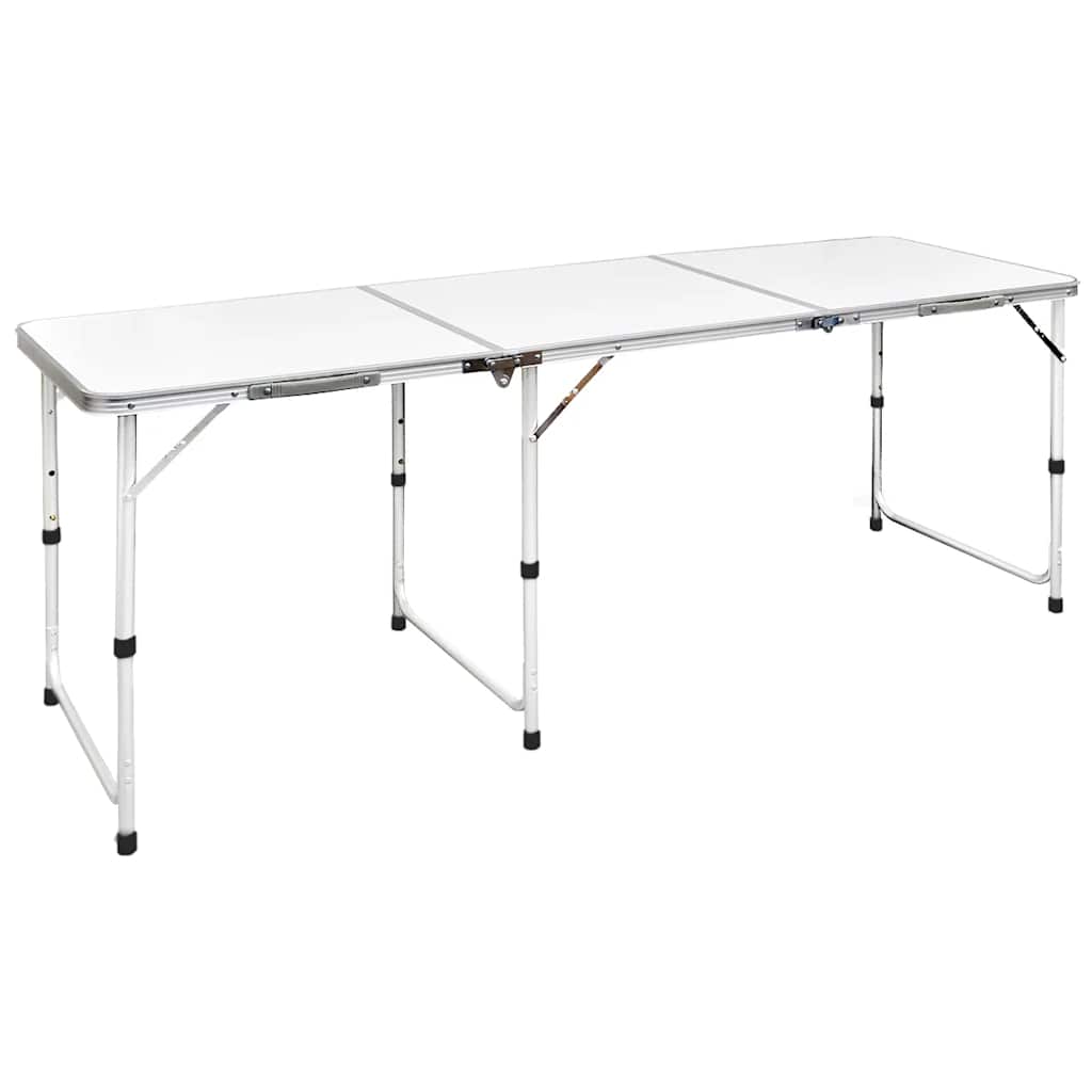 Foldable Camping Table Height Adjustable Aluminium 180 x 60 cm