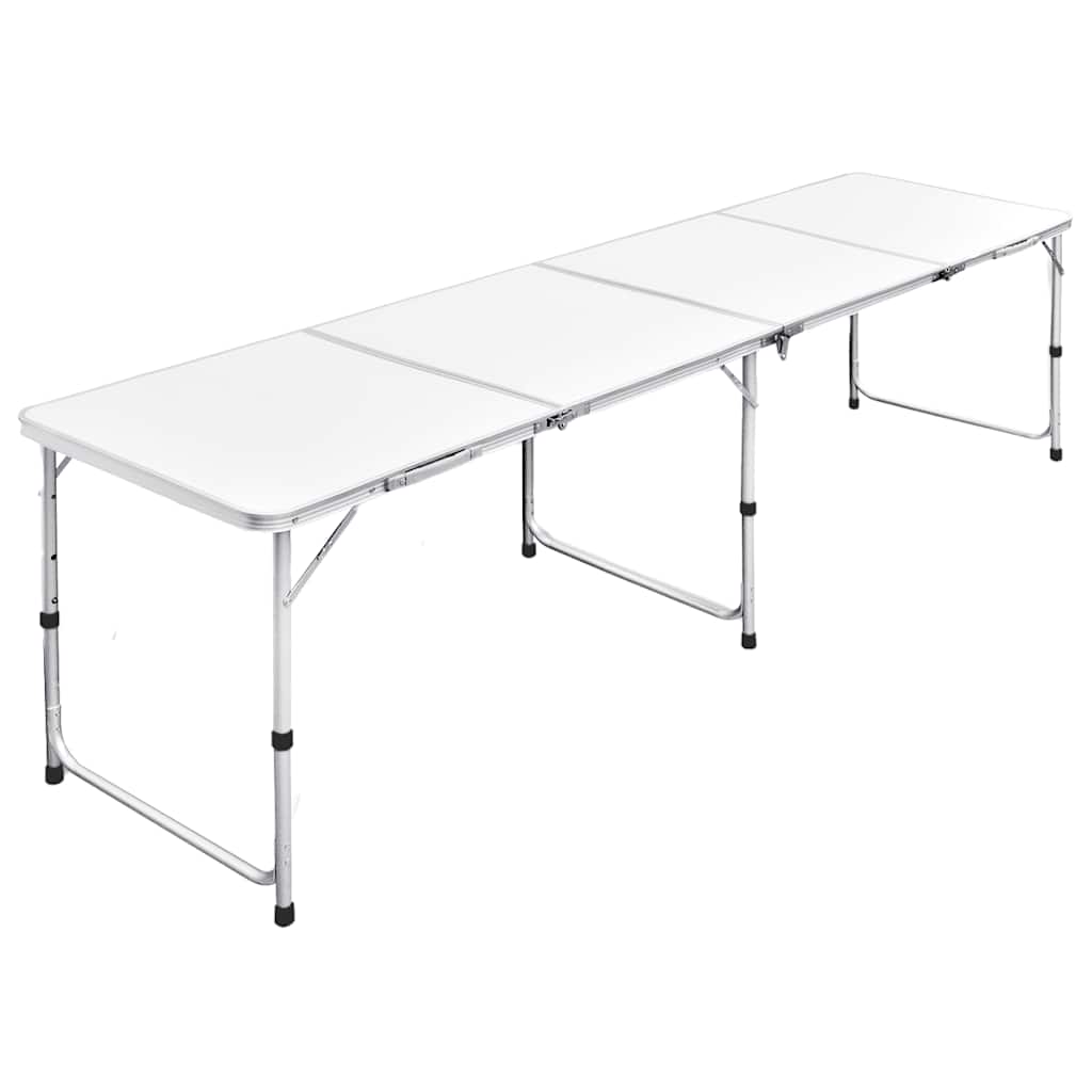 Foldable Camping Table Height Adjustable Aluminium 240 x 60 cm