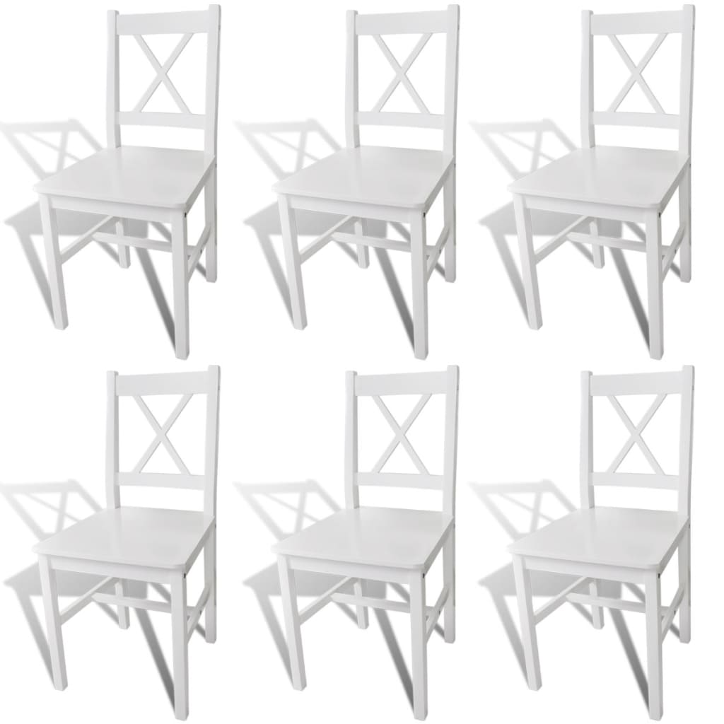 Dining Chairs 6 pcs White Pinewood