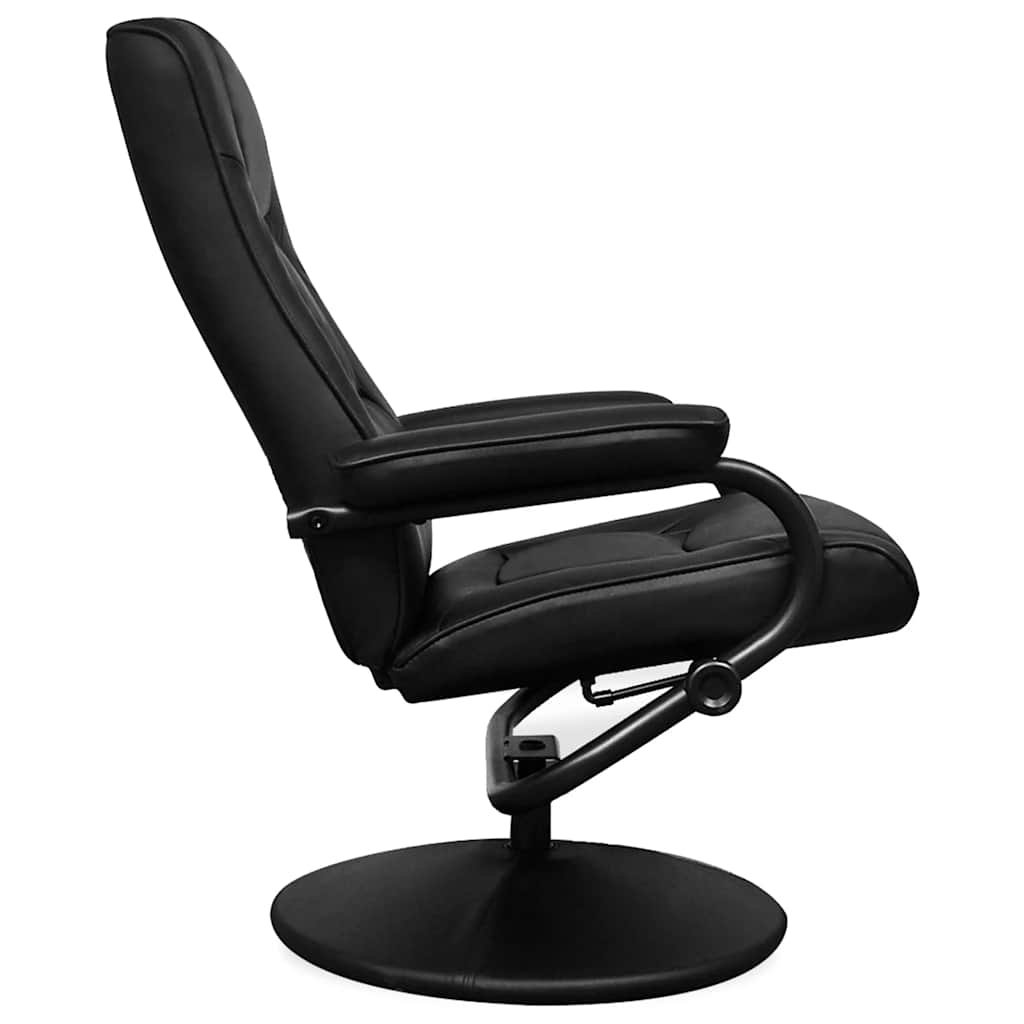TV Armchair with Footstool Black Faux Leather