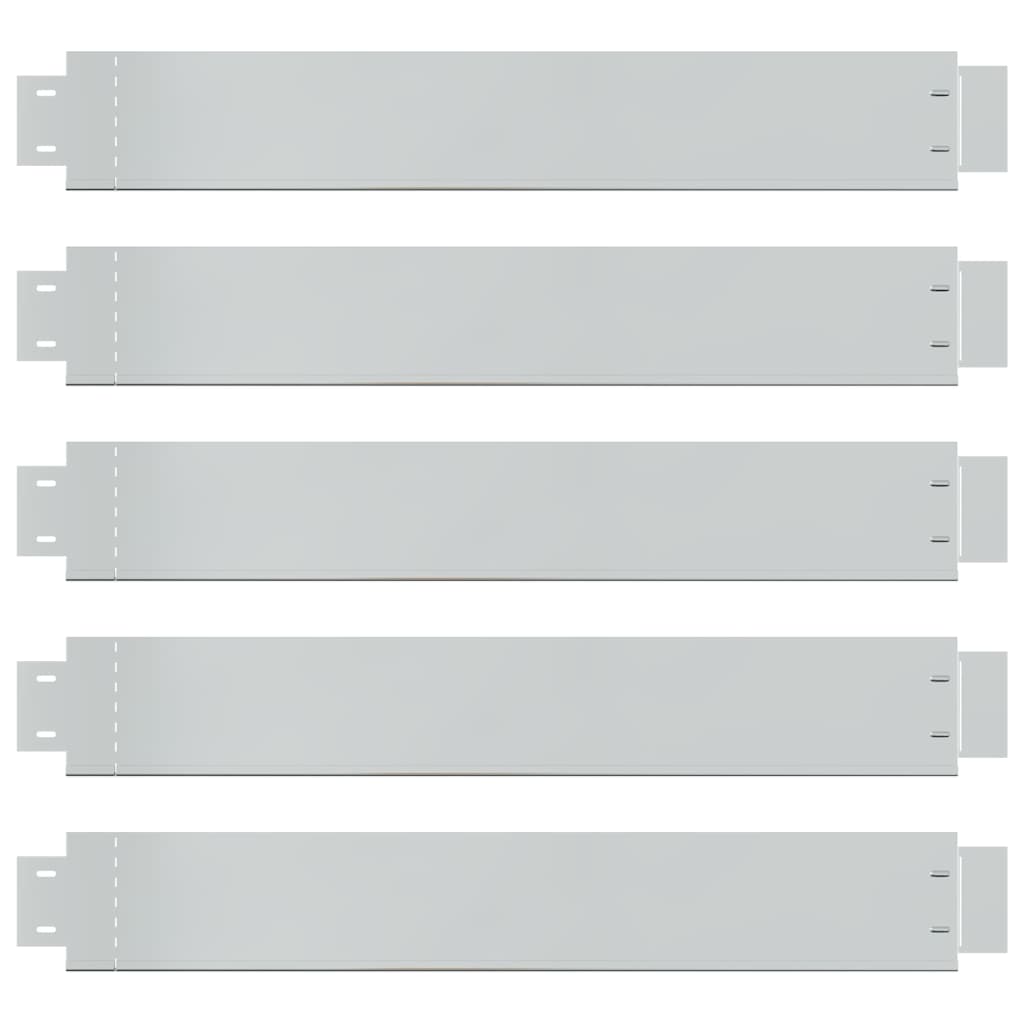 Set of 5 Flexible Lawn Fence Galvanised Steel 100 x 14 cm