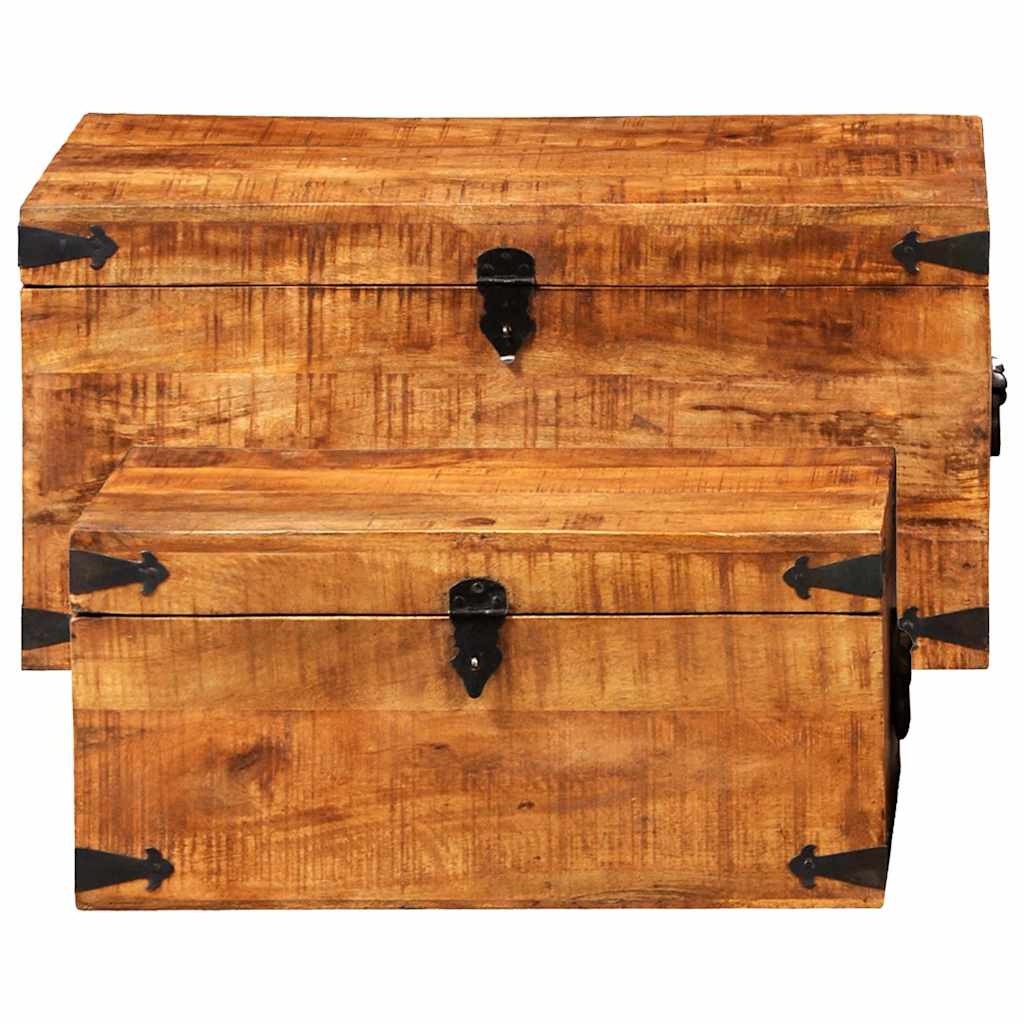 Storage Chest Set 2 Pieces Rough Mango Wood