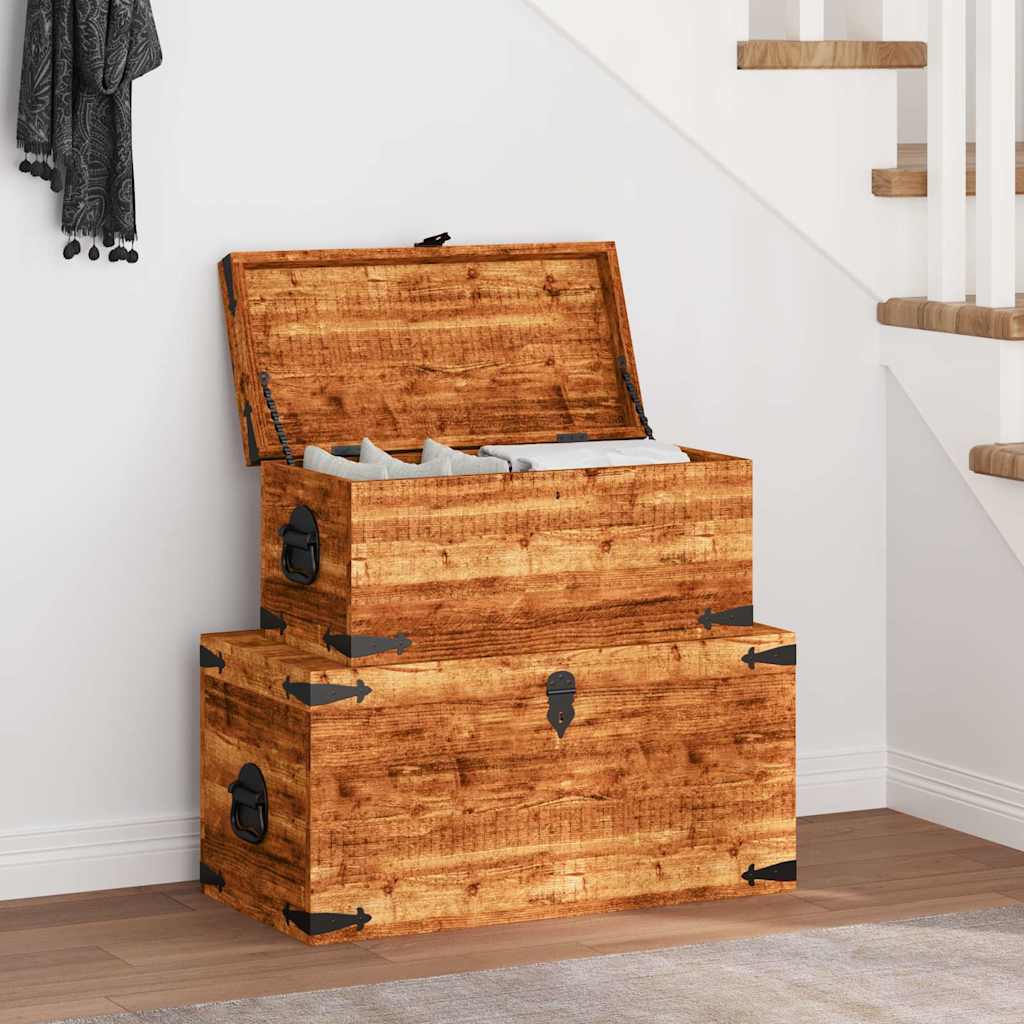 Storage Chest Set 2 Pieces Rough Mango Wood