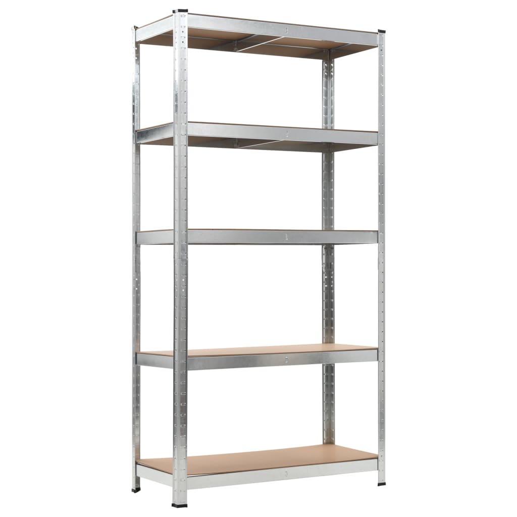 5-Layer Heavy-duty Shelves 10 pcs Silver Steel&Engineered Wood