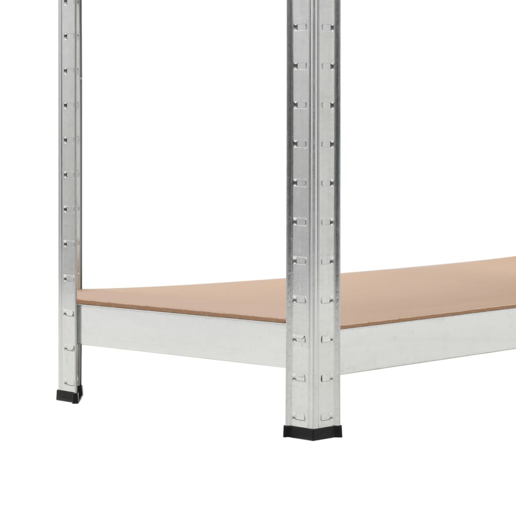 5-Layer Heavy-duty Shelves 10 pcs Silver Steel&Engineered Wood