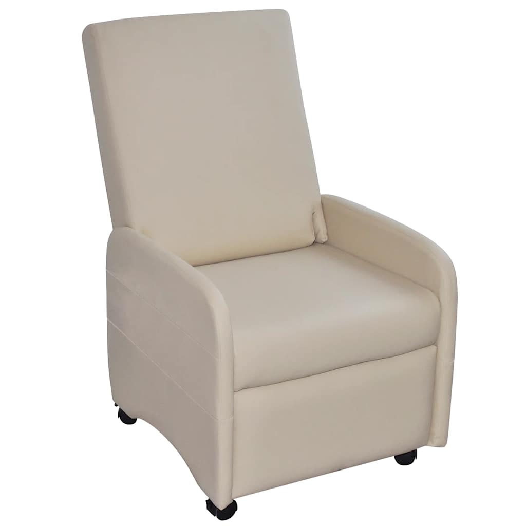 Folding Armchair Cream Faux Leather