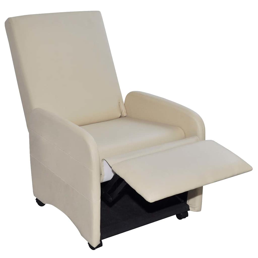 Folding Armchair Cream Faux Leather