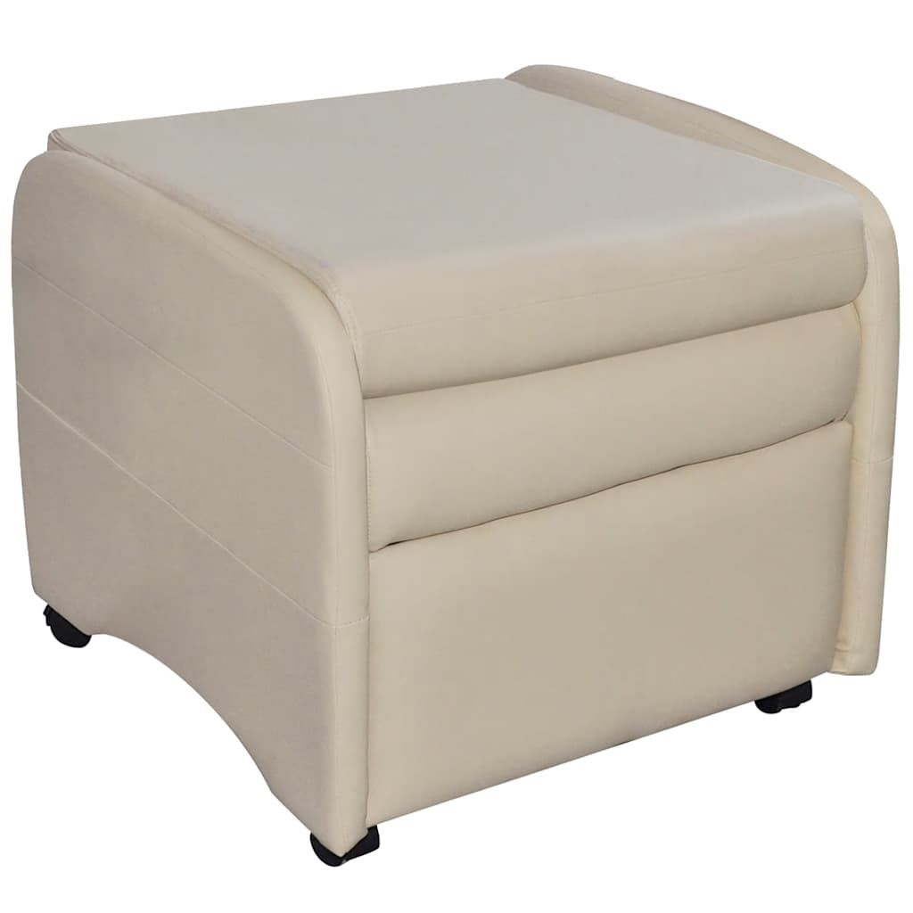 Folding Armchair Cream Faux Leather