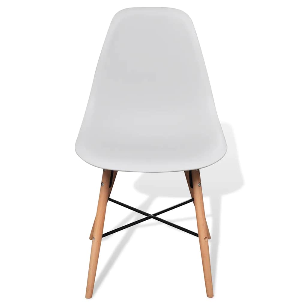 White Dining Set 1 Rectangular Table with 4 Armless Chairs