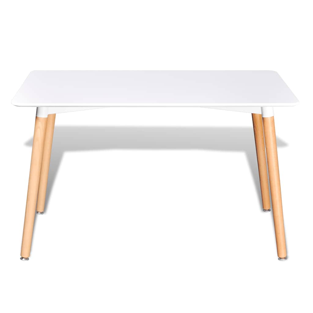 White Dining Set 1 Rectangular Table with 4 Armless Chairs