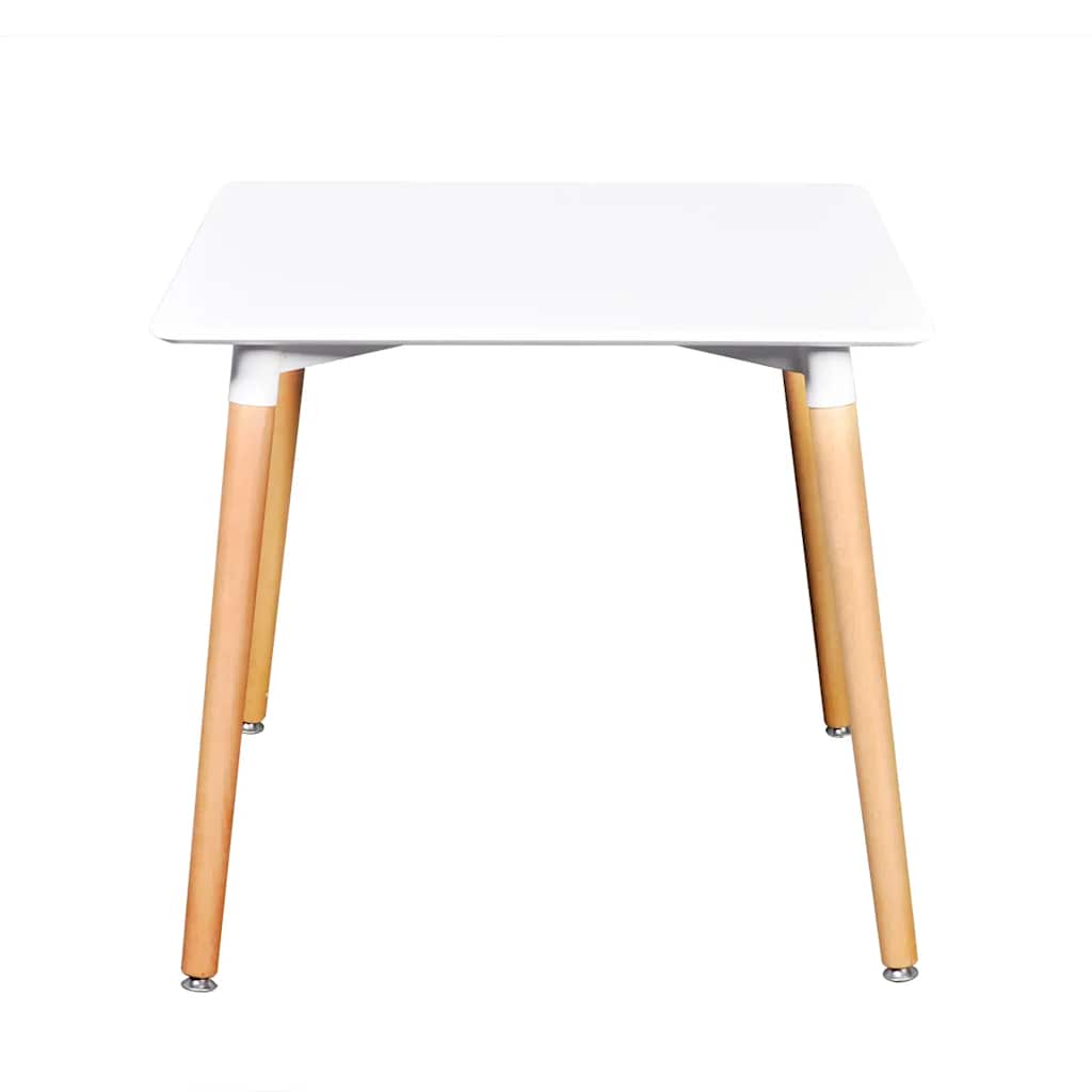 White Dining Set 1 Square Table with 4 Armless Chairs