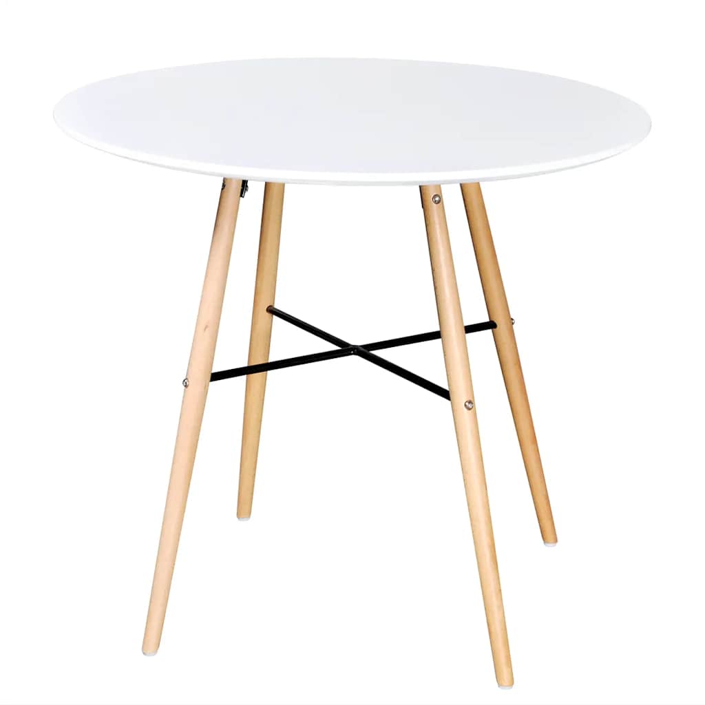 White Dining Set 1 Round Table with 4 Armless Chairs
