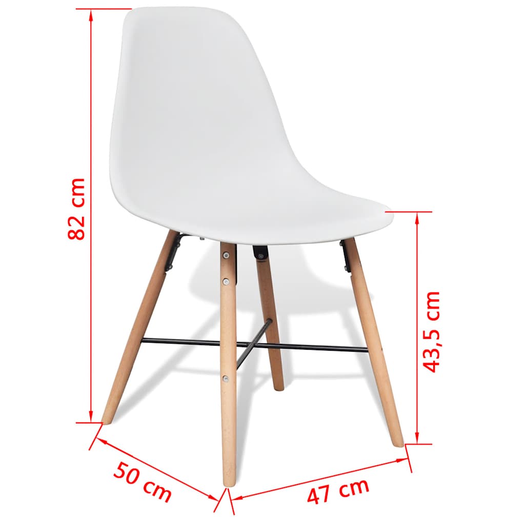 White Dining Set 1 Round Table with 4 Armless Chairs