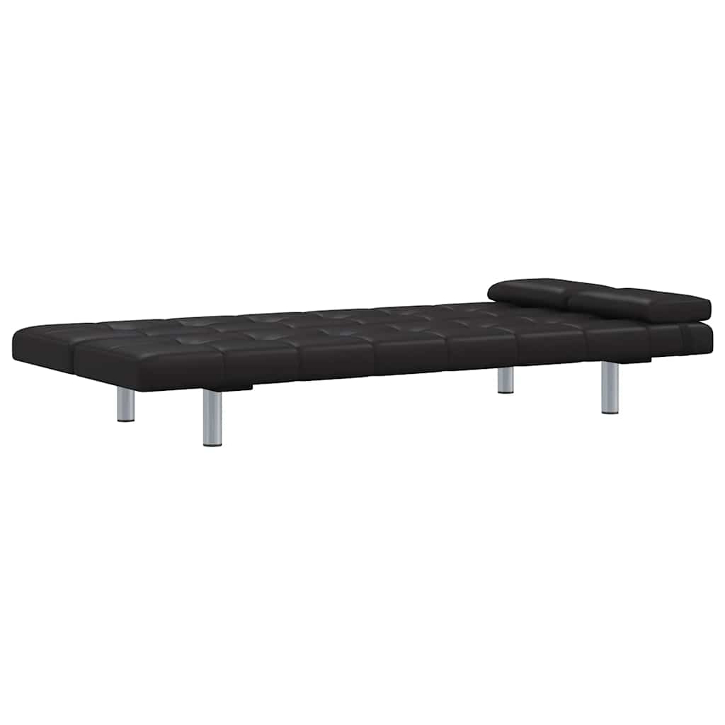 Sofa Bed with Two Pillows Artificial Leather Adjustable Black