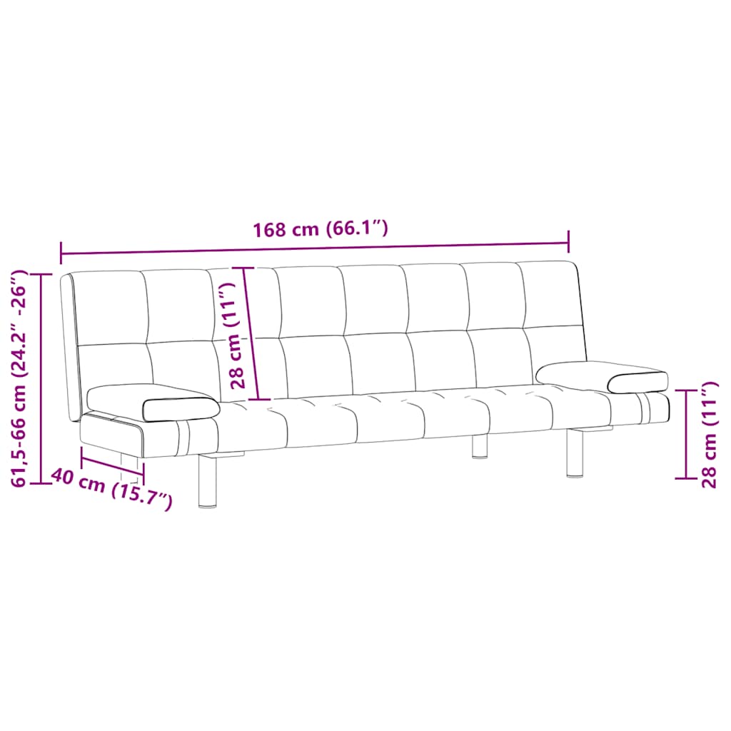 Sofa Bed with Two Pillows Artificial Leather Adjustable Black