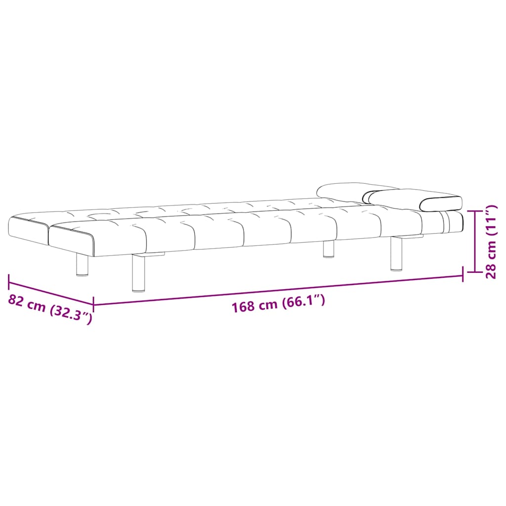 Sofa Bed with Two Pillows Artificial Leather Adjustable Black