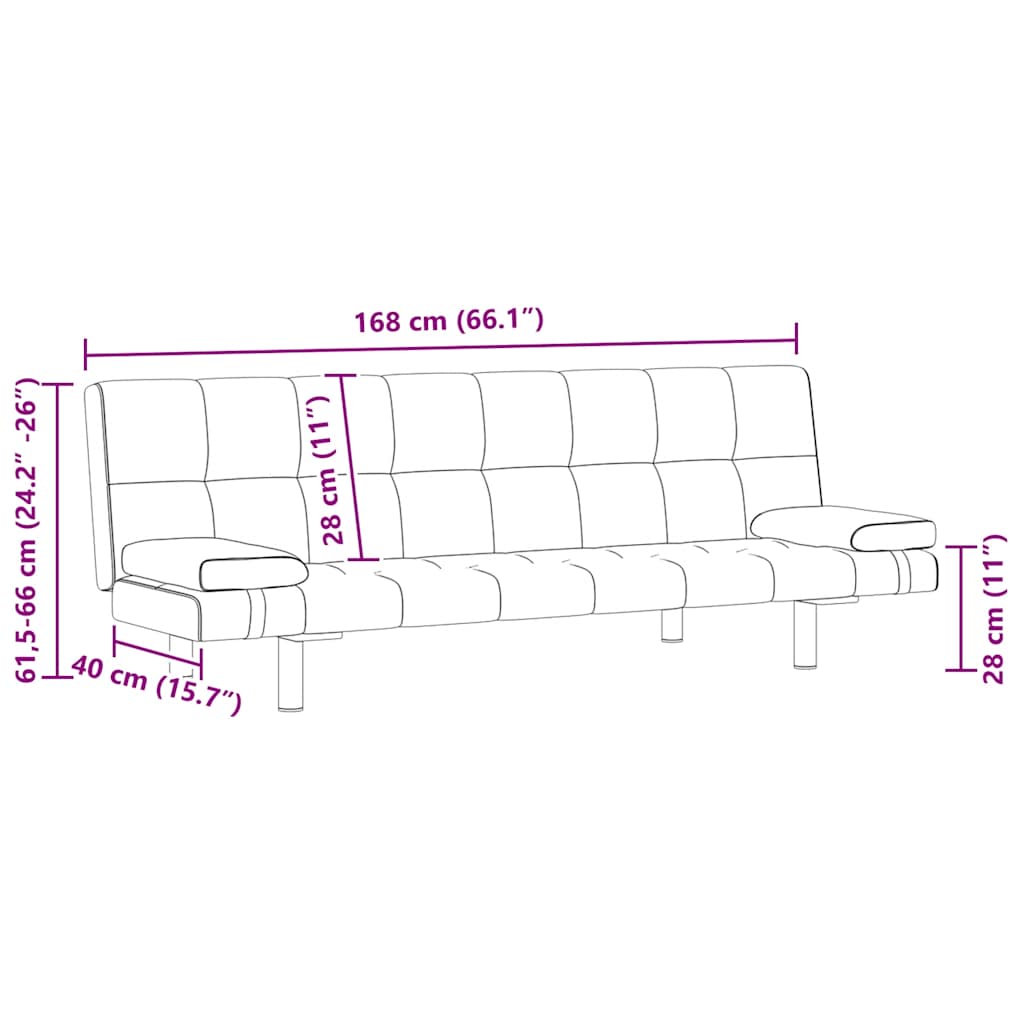 Sofa Bed with Two Pillows Artificial Leather Adjustable Cream White