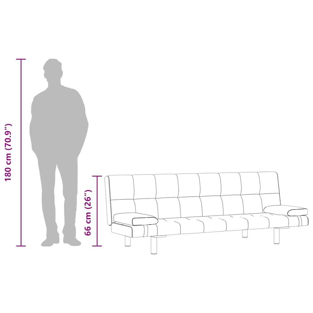 Sofa Bed with Two Pillows Artificial Leather Adjustable Cream White