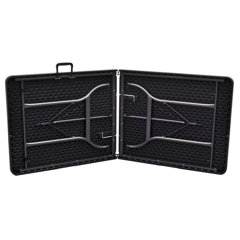 Outdoor Table with 2 Benches HDPE Black Rattan Look
