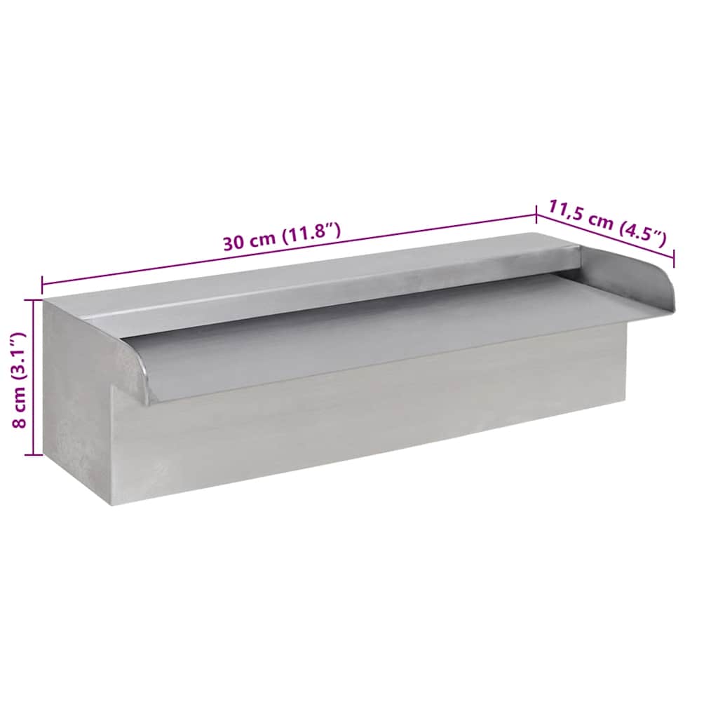 Rectangular Waterfall Pool Fountain Stainless Steel 30 cm