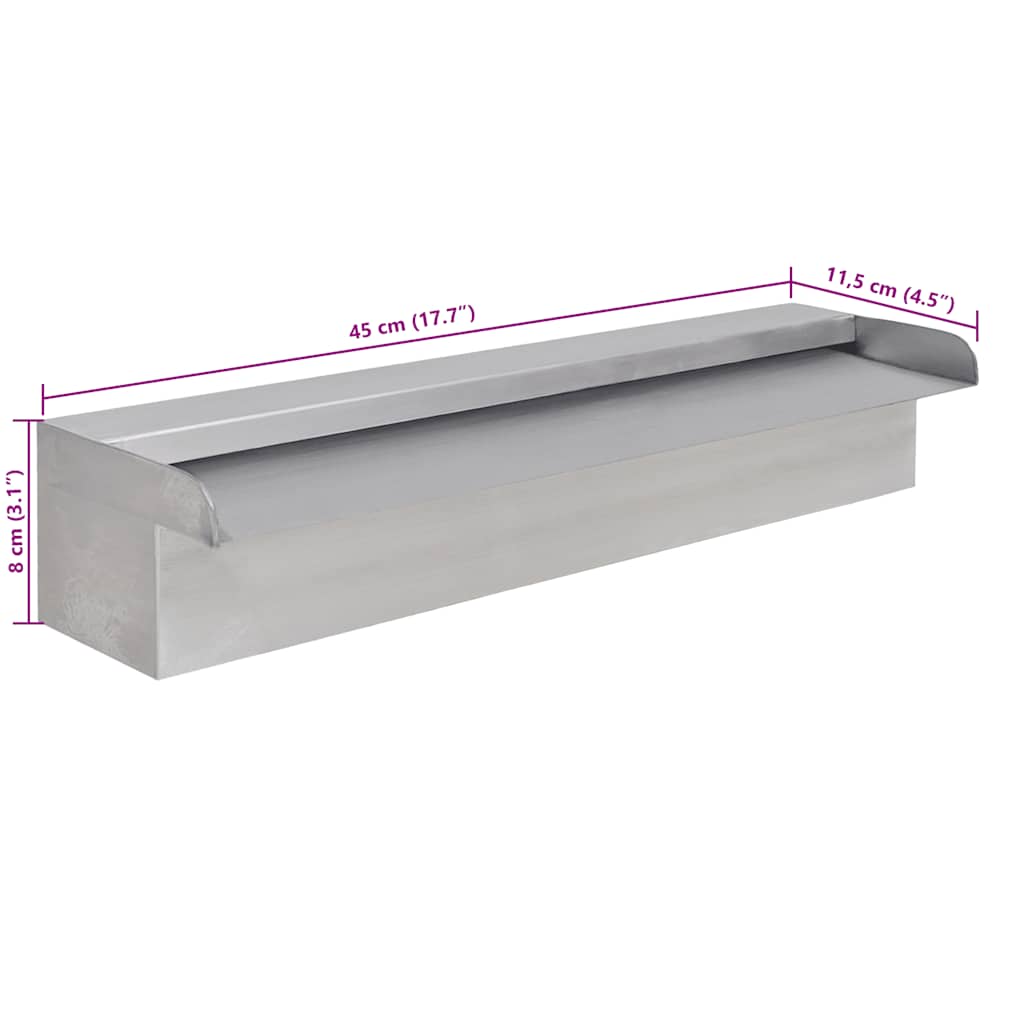 Rectangular Waterfall Pool Fountain Stainless Steel 45 cm