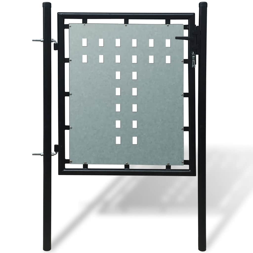 Black Single Door Fence Gate 100x75 cm