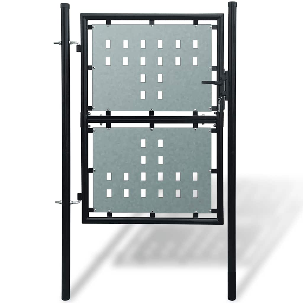 Black Single Door Fence Gate 100x200 cm
