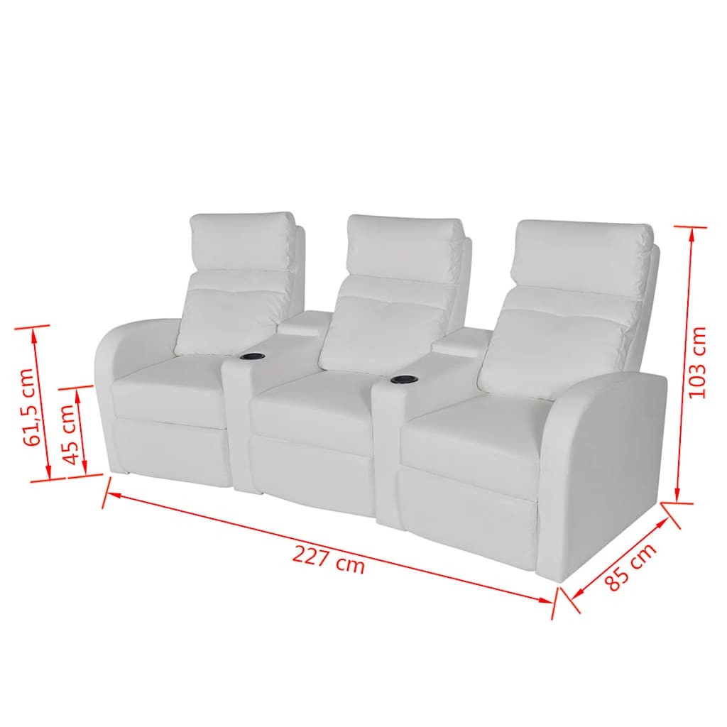 Recliner 3-seat Artificial Leather White