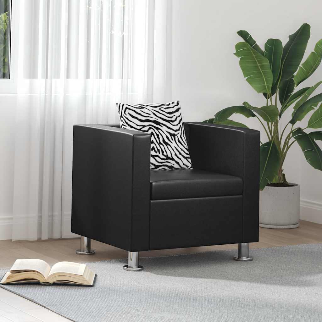 Armchair Black Faux Leather