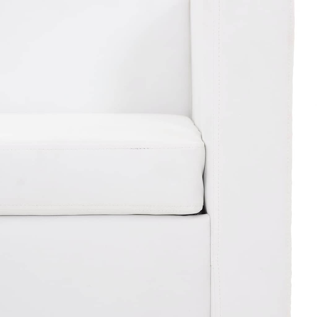 Sofa 3-Seater Artificial Leather White