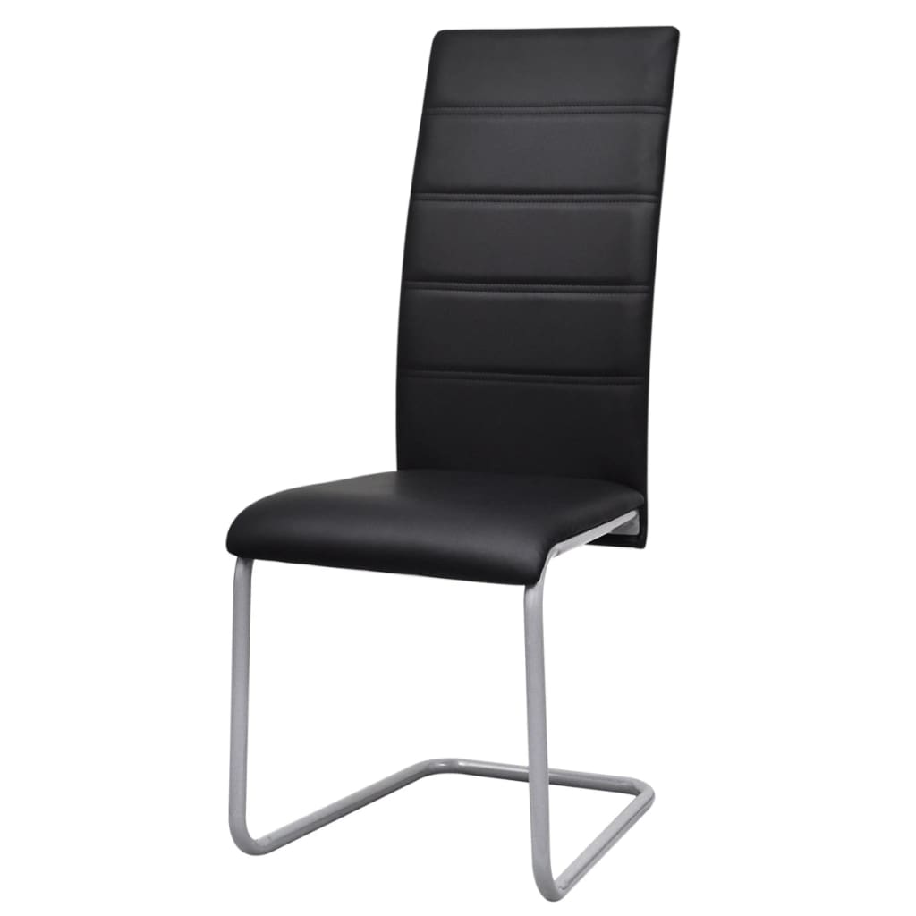 Cantilever Dining Chairs 4 pcs Black Faux Leather