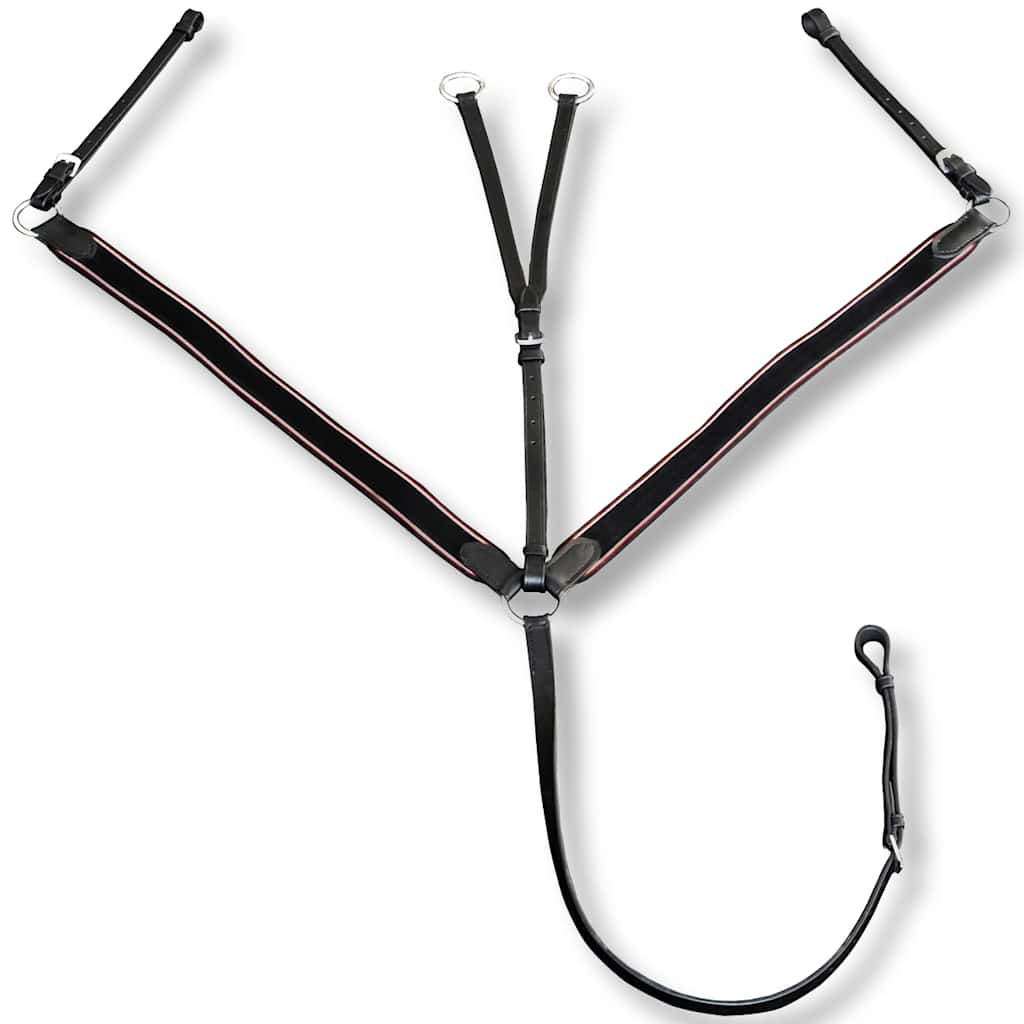Leather Elastic Breastplate Martingale Adjustable Black Cob