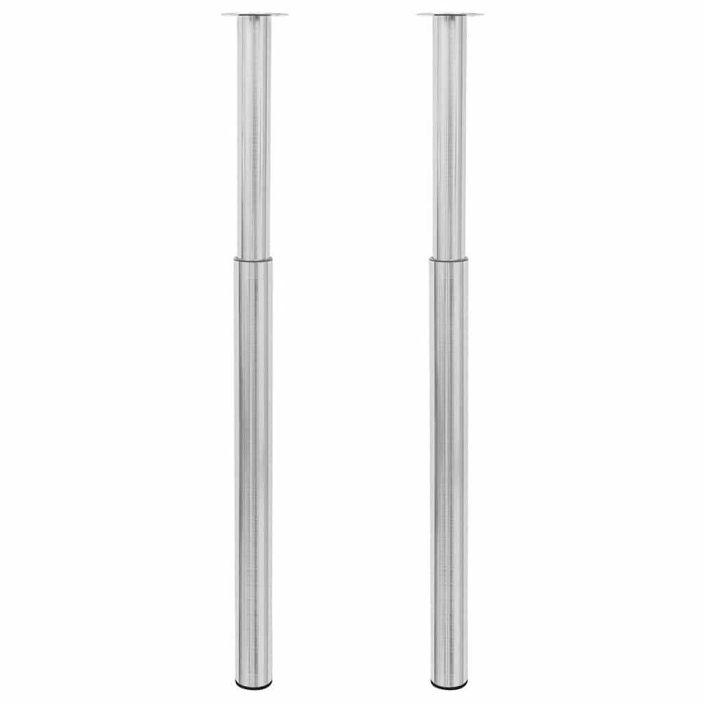 Telescopic Table Legs 2 pcs Brushed Nickel 710 mm-1100 mm