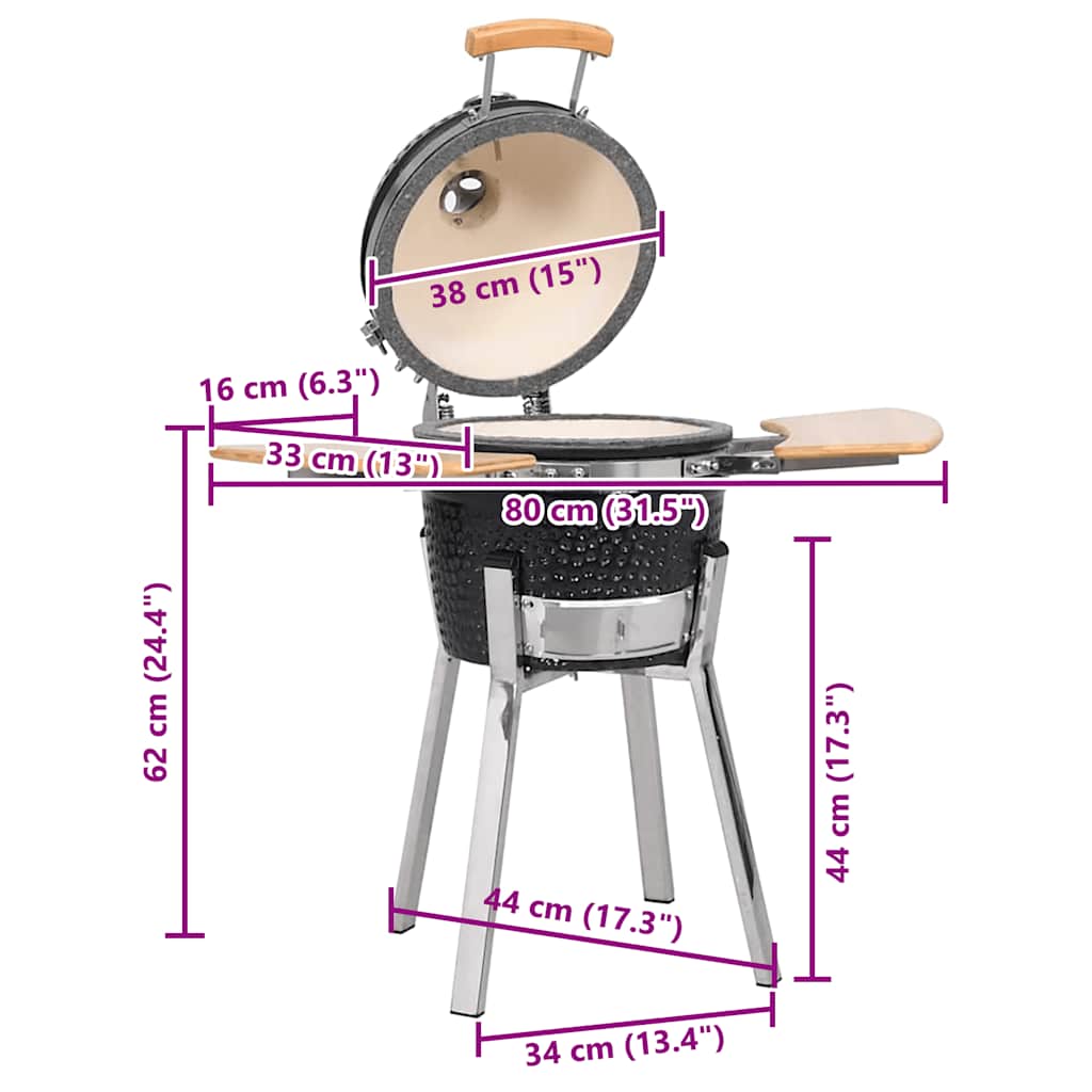 Kamado Barbecue Grill Smoker Ceramic 33 cm
